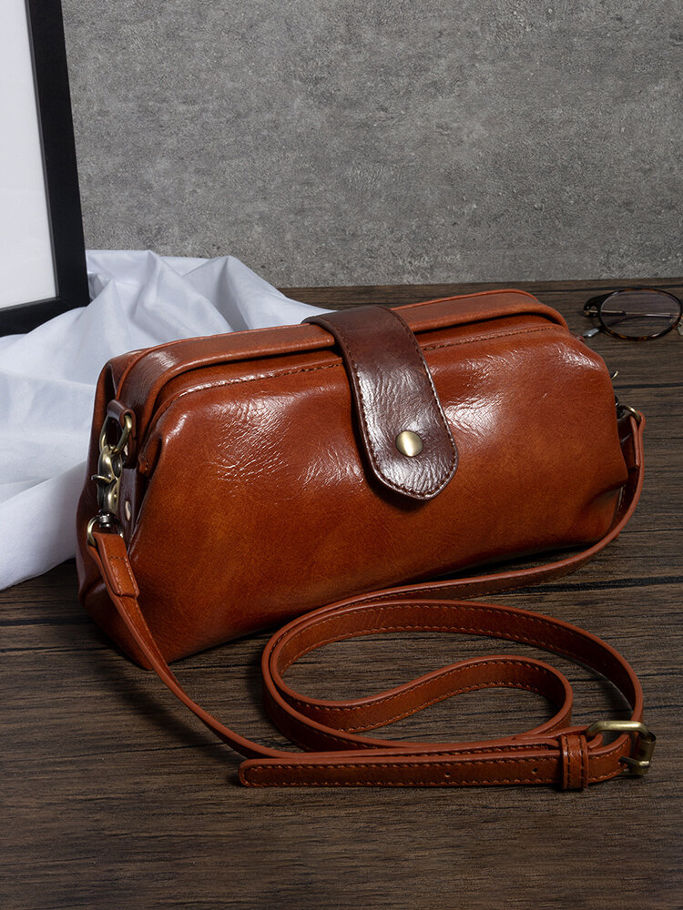 Women Artificial Leather Vintage Portable Large Capacity Crossbody Bag Retro Shoulder Bag