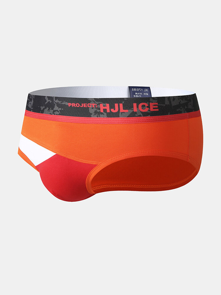 Sexy Colorblock Patchwork Cotton Breathable Underwear Thin Stitching Elastic Brief for Men