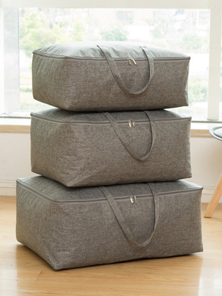 

1 PC Cotton Linen Large Capacity Portable Quilt Bag Waterproof Clothes Soft Storage Box Moving Luggage Packing Bag, Linen gray;linen beige;linen pink;linen cofffee;gray plaid