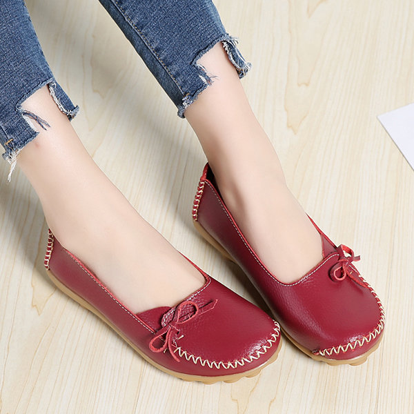 Large Size Leather Comfy Flat Casual Soft Loafers 
