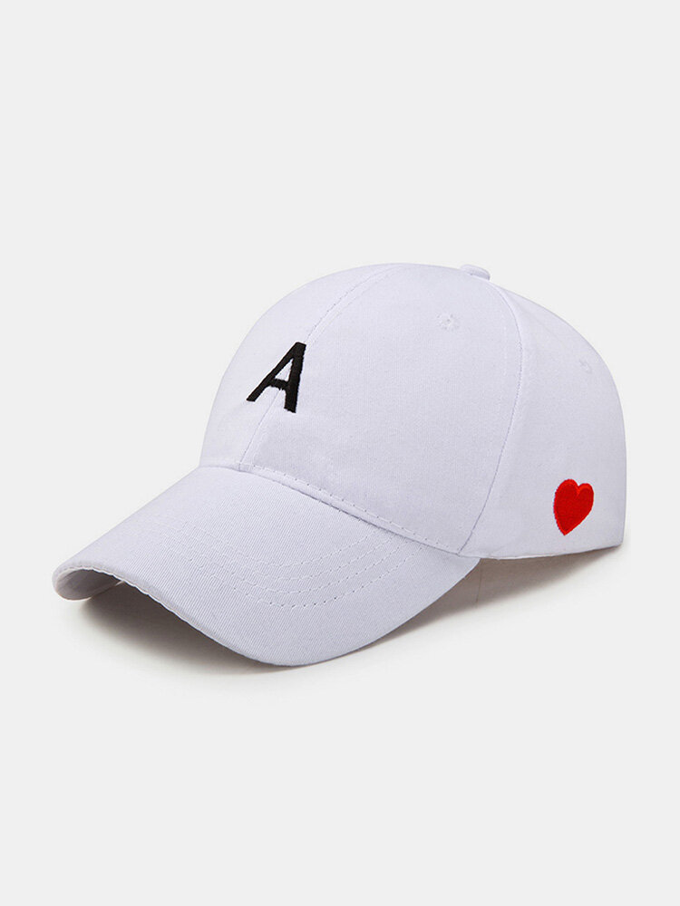 Unisex Cotton Letter Love Pattern Embroidery All-match Sunshade Baseball Cap