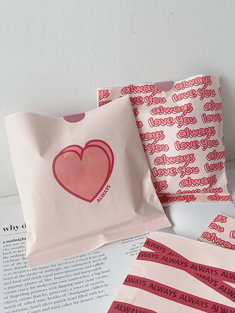 

5PCS Candy Gift Bag With Pink Letter Heart Ribbon Festival Wedding Gift Storage Bag Packaging Bag