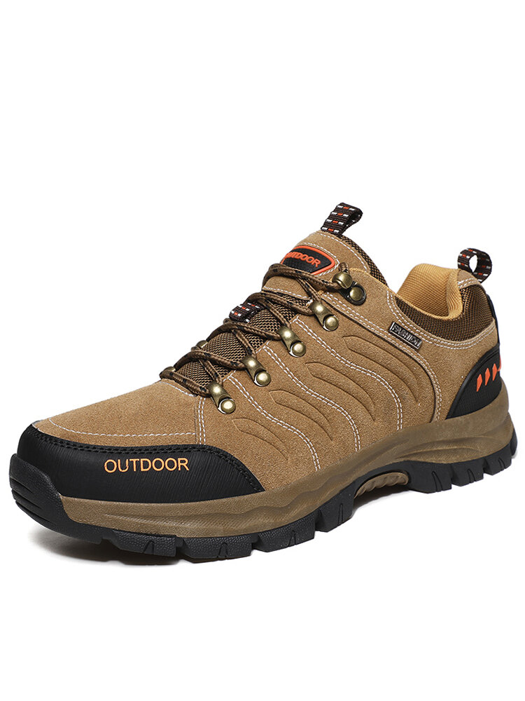 Men Large Size Lace-up Round Toe Non Slip Outdoor Hiking Shoes