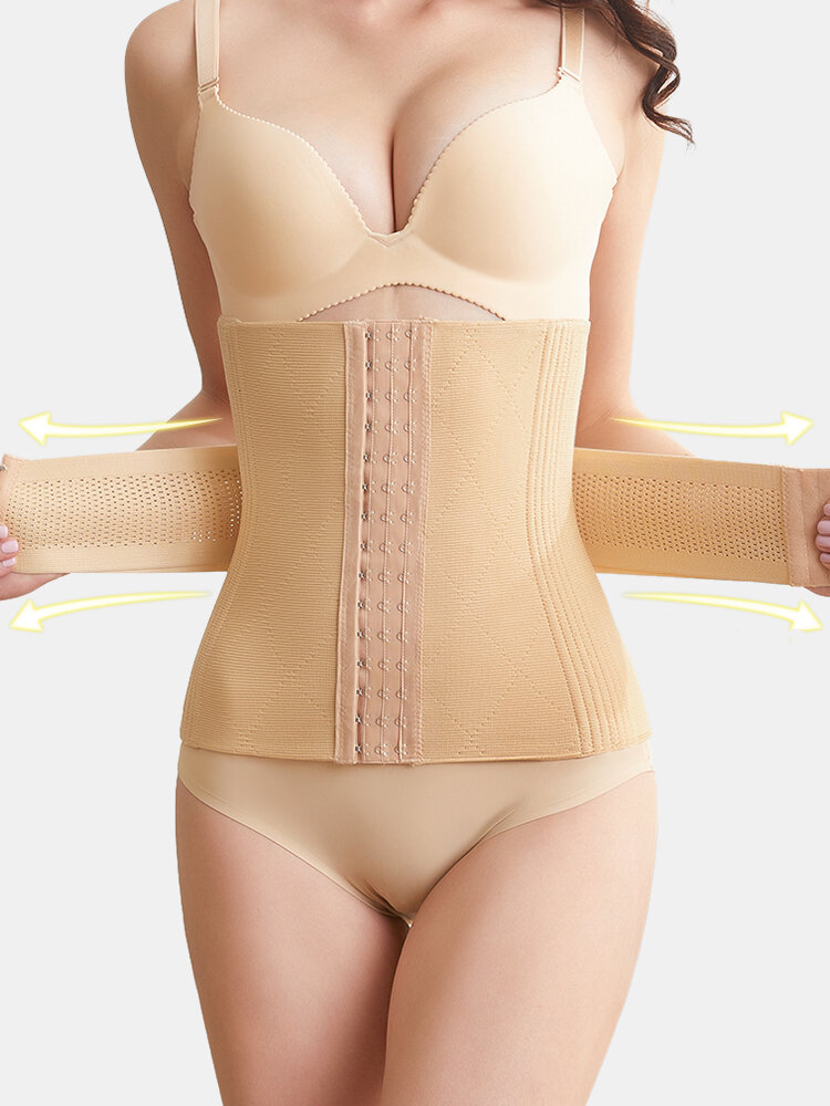 Women Seamless Belly Control Waist Trainer Stretch Front Closure Shapewear With Belt