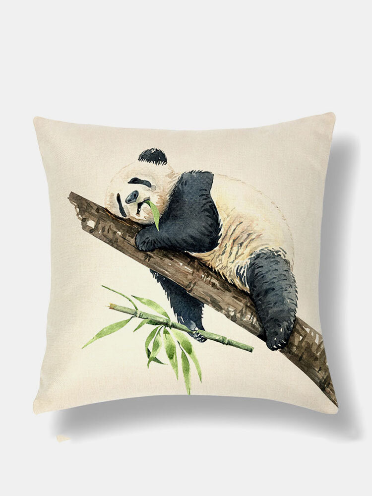 1 PC Linen Lovely Panda Pattern Winter Olympics Beijing 2022 Decoration In Bedroom Living Room Sofa Cushion Cover Throw Pillow Cover Pillowcase