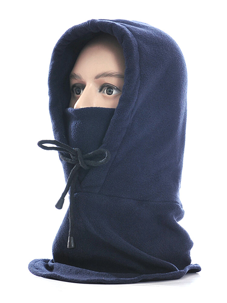 Women Men Warm Solid Face Mask Cap With Earmuffs Hooded Scarf Windproof Hooded Neck Warmer Cap