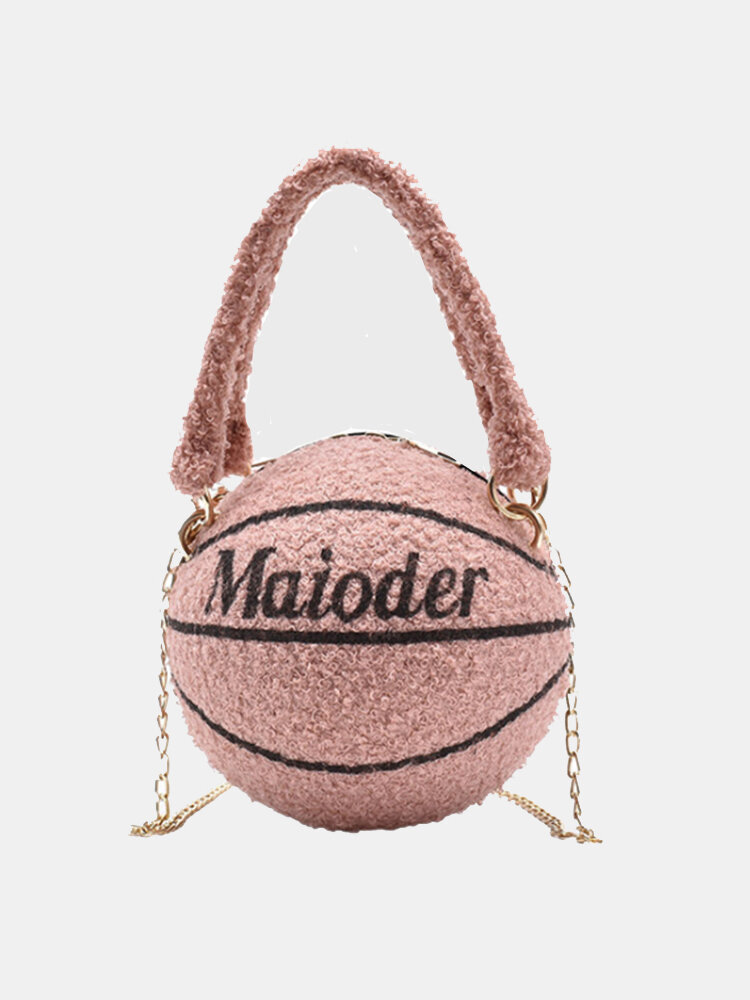 Women Chain PU Leather Round Ball Basketball Crossbody Bag Handbag Satchel Bag