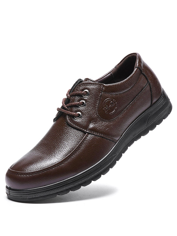 

Men Brief Non Slip Lace Up Pure Color PU Soft Sole Business Casual Shoes, Black