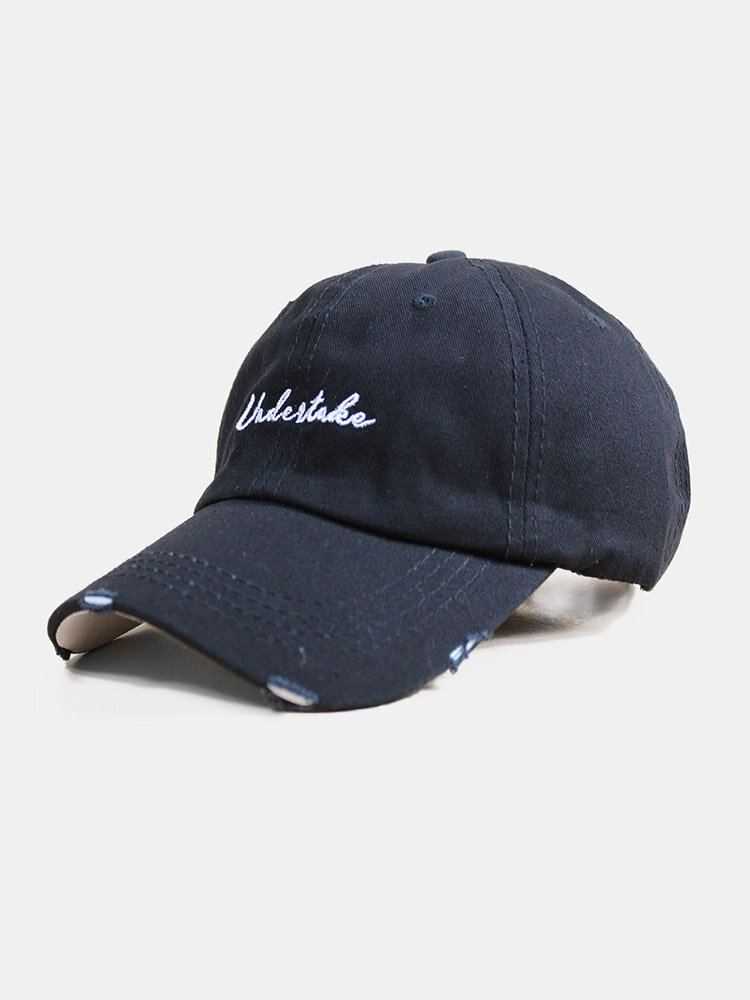 Unisex Cotton Solid Rippe Letter Embroidery All-match Sunshade Baseball Caps