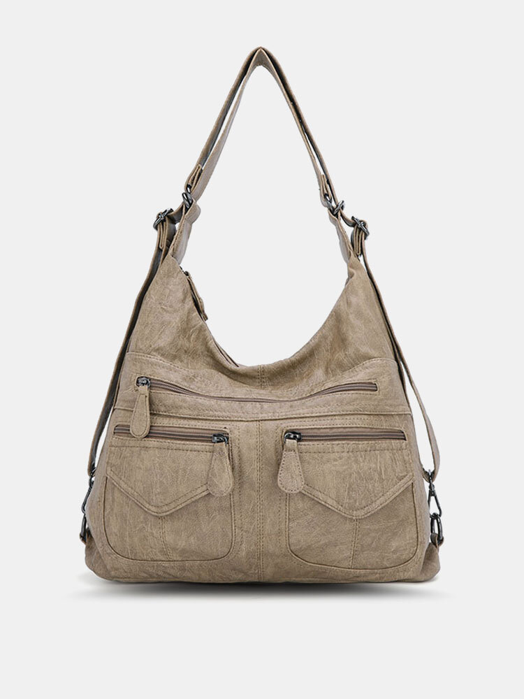 Women Faux Leather Multi-Carry Multi-Pocket Shoulder Bag Crossbody Bags