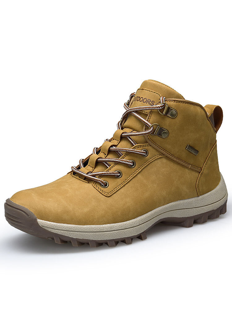 Men Outdoor Slip Resistant Waterproof Lace Up Hiking Boots