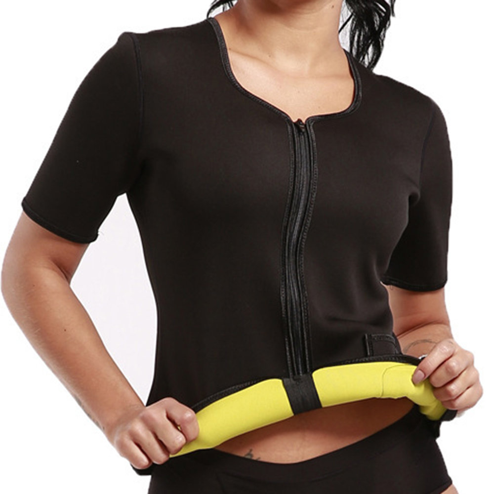 

Zip Front Neoprene Sweat Workout Tummy Control Slimming Vest, Black