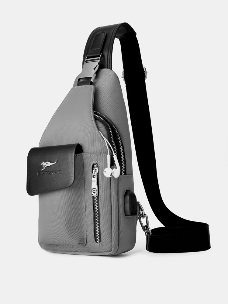 

Oxford Waterproof Wear-resisting Multifunction USB Charging Chest Bag, Black;gray;camouflage black;blue