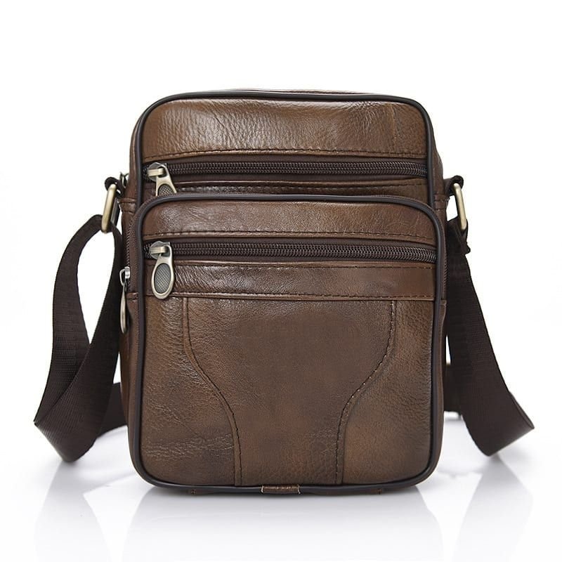  Men's Genuine Leather Shoulder Bag Crossbody Bag 