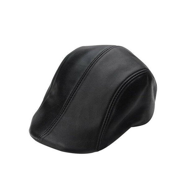 

Men Black Sheepskin Leather Beret Cap Autumn Casual Soft Warm Newsboy Cap Peaked Hat