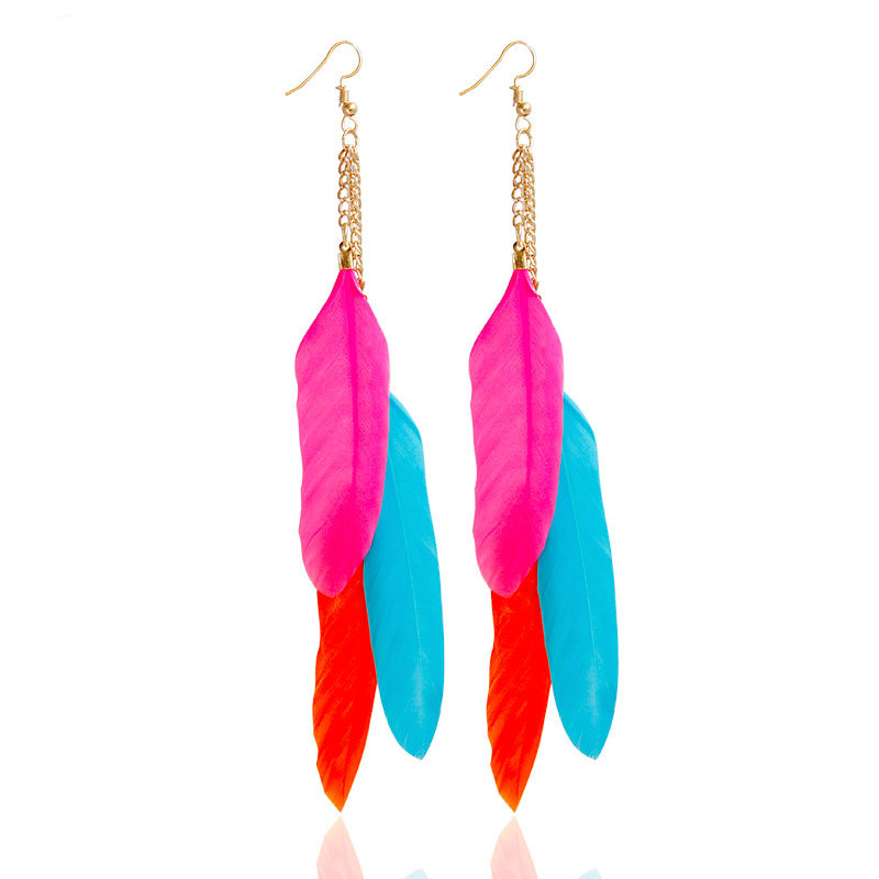 Trendy Tassel Earrings Colorful Feather Long Earrings online - NewChic