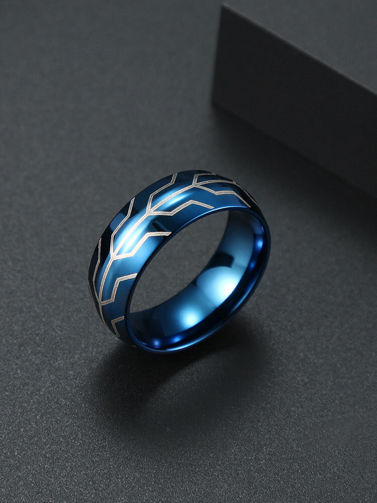 Trendy Simple Geometric Pattern Circle-shaped Stainless Steel Ring