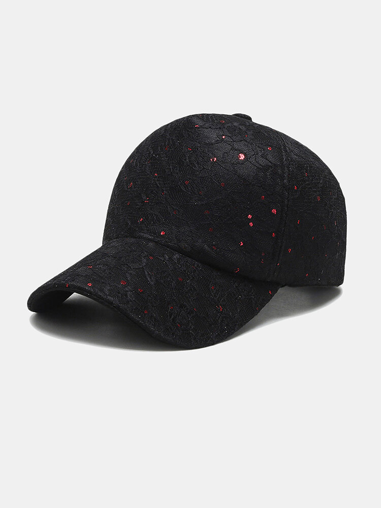 Unisex Fashionable Lace Baseball Cap Breathable Sequin Sun Hat