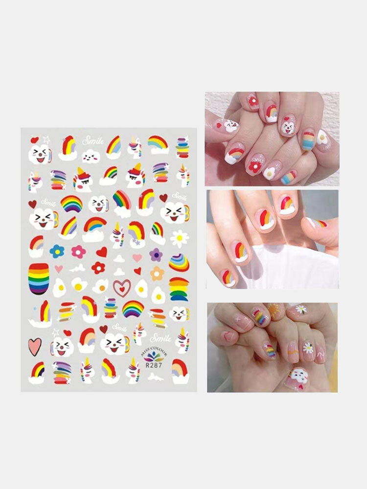 3D Colorful Nail Sticker Fruit Rainbow Series Simple Lovely Decoration Manicure Sticker