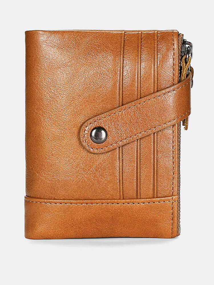 Men 13 Card Slots Rfid Antimagnetic Genuine Leather Solid Wallet