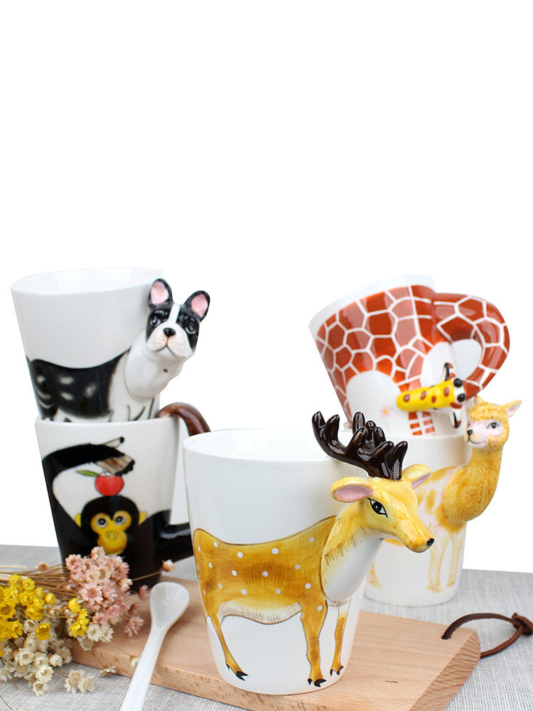 セラミックマグ3D漫画の動物は耐久性のあるコーヒーカップを設計します