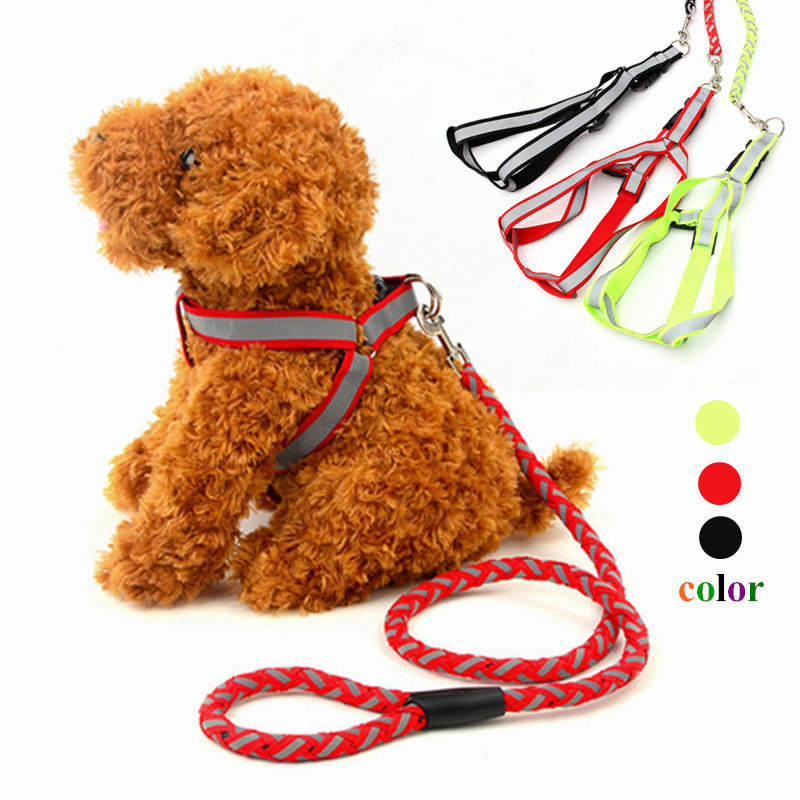 Reflective Nylon Pet Dog Puppy Harness Traction Leash Safety Rope Lead Strap New
