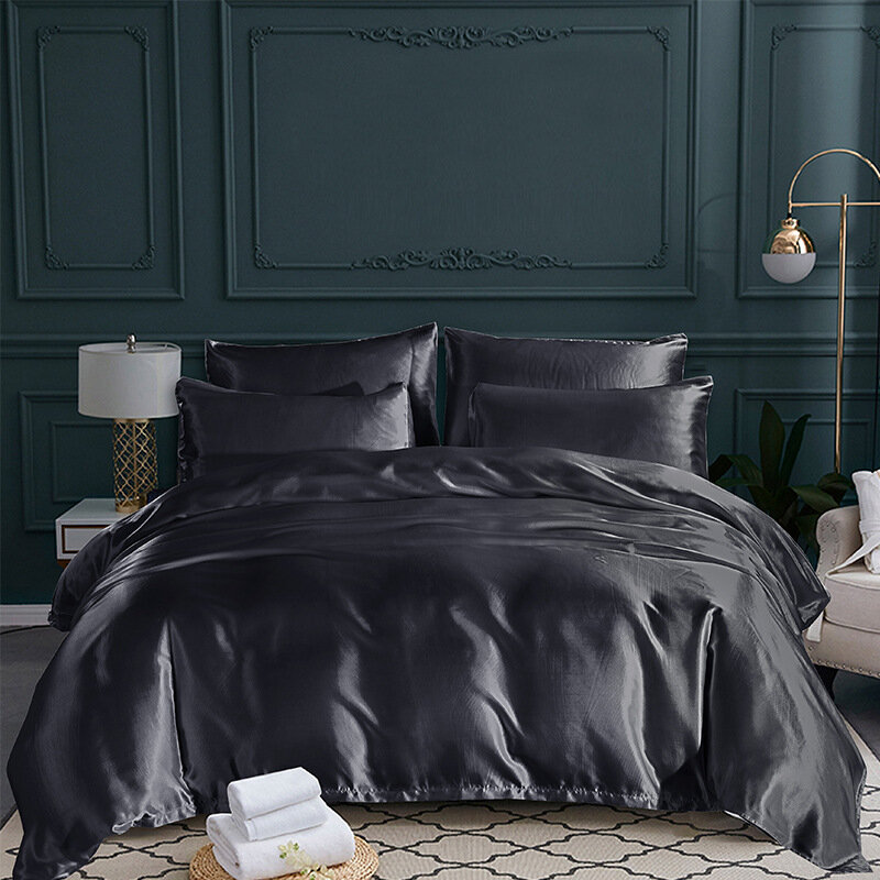 SATIN KING  DOUBLE SINGLE SIZE 3 PCS BEDDING SETS  HIGH QUALITY  SILKY EFFECT 