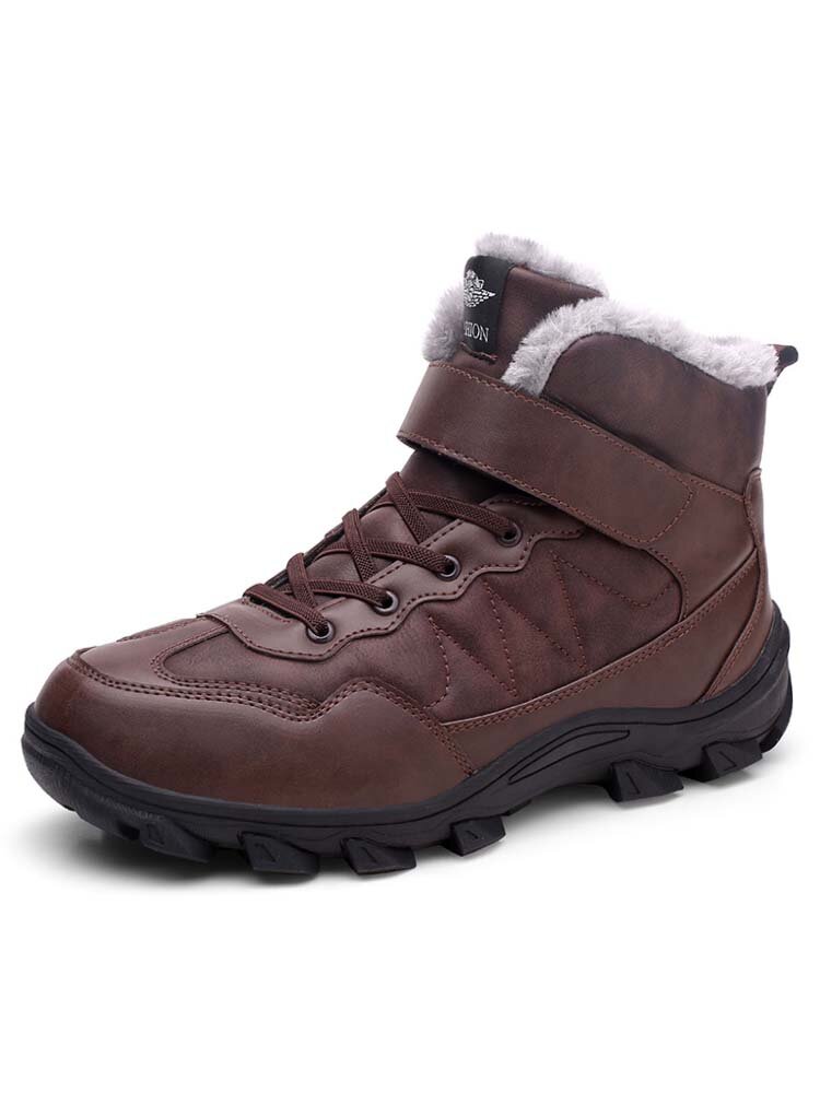 Men Warm Lining Stitching Non-slip Pure Color Casual Ankle Boots