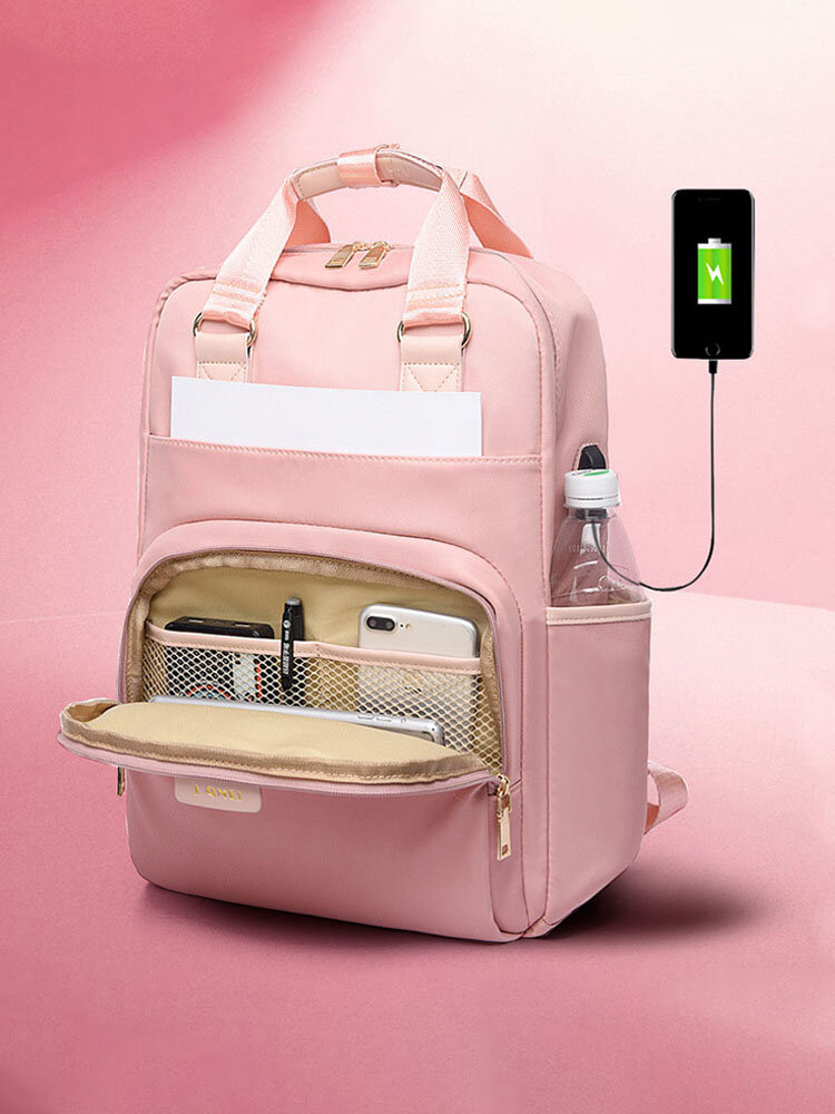 Women 15.6 Inch USB Charging Waterproof Multifunction Laptop Bag Backpack