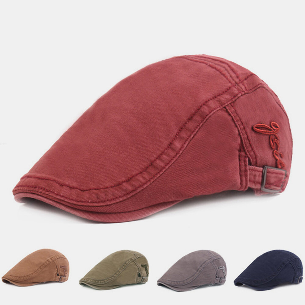 Cotton Adjustable Painter Berets Caps Retro Outdoor Peaked Forward Hat For Men 