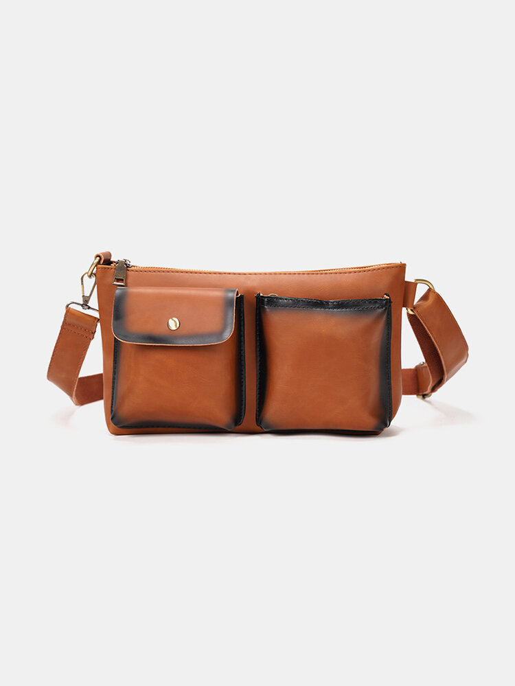 PU Leather Vintage Water Resistant Crossbody Bag Large Capacity Casusal Multi-pocket Shoulder Bag