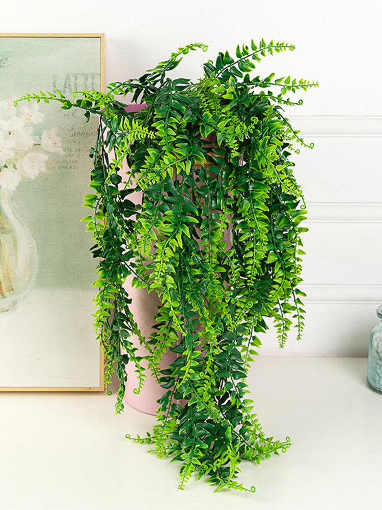 Simulation Persian Fern Wall Hanging Plastic Fake Artificial Plant Green Vines Rattans Garland Garden Home Wall Hotel Wedding Party Decor