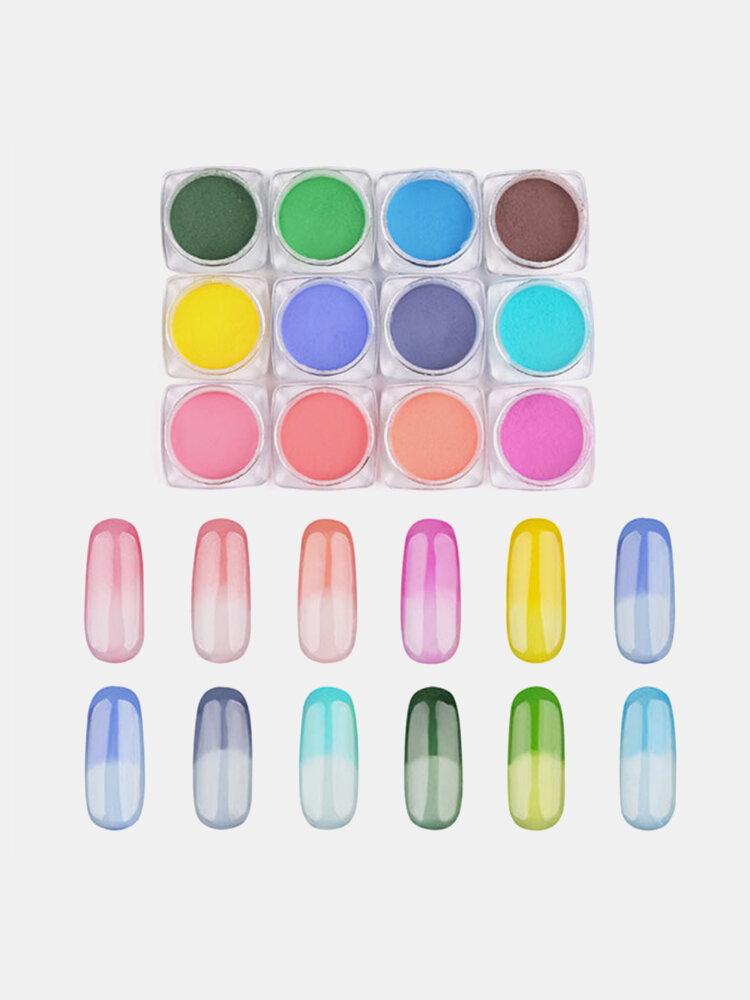 12 Colors Temperature Change Nail Powder Glitter Gradient Pigment Manicure