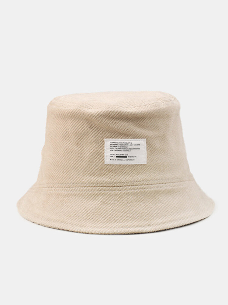 Unisex Twill Polyester Cotton Jacquard Letters Pattern Patch Narrow Brim Outdoor Sunshade All-match Bucket Hat