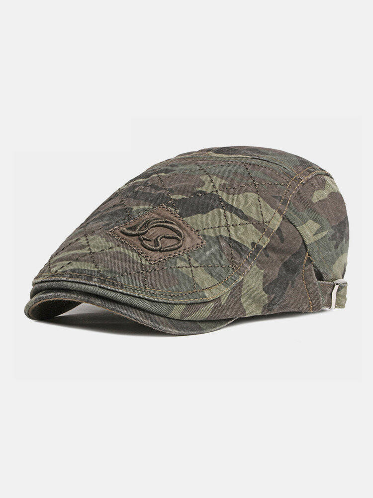 Men Cotton Camouflage Outdoor Casual Sunshade Forward Hat Beret Hat Flat Hat