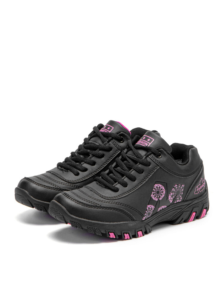 Women Casual Warm Lining Firework Pattern Antiskid Wearable Lace Up Sports Shoes