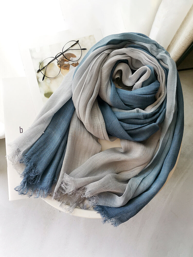 Cotton And linen Scarf Ladies Autumn And Winter Gradient Color Matching Ladies Forest Women Slub Yarn Shawl