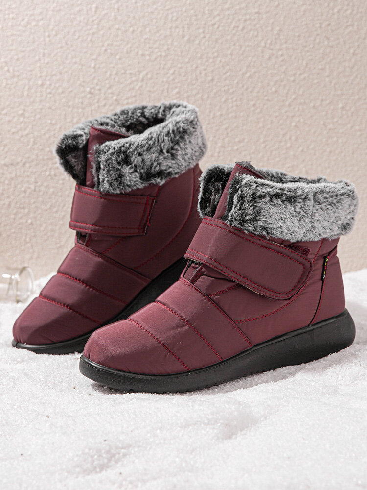 Plus Size Comfy Warm Cotton Hook Loop Women's Short Snow Boots