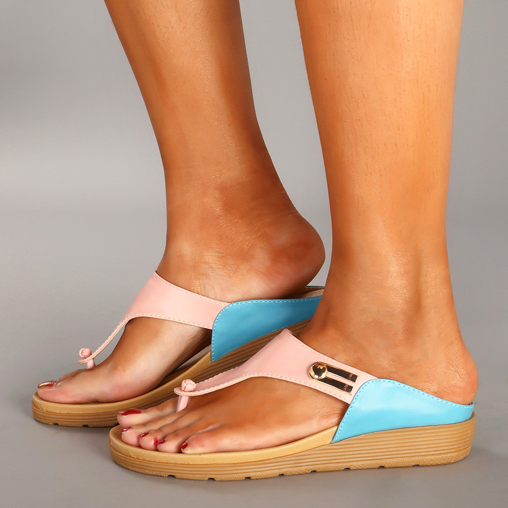 Summer Casual Beach Splicing Flip Flops Soft Sandals for Women