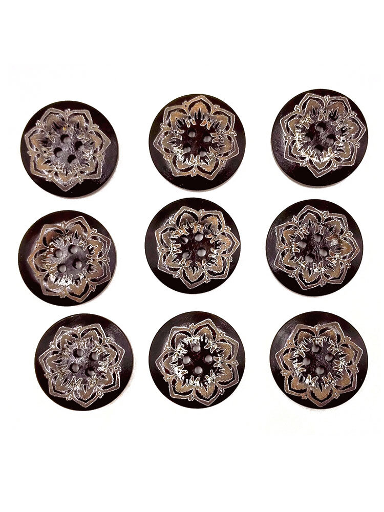 50 Pcs 4 Holes Coffee Color Sewing Buttons 25mm Wooden Decoration Sewing Buttons