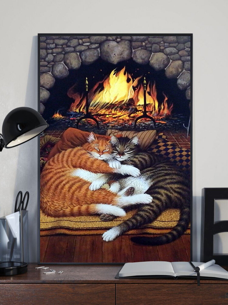 

Sleeping Cat Pattern Canvas Painting Unframed Wall Art Canvas Living Room Home Decor