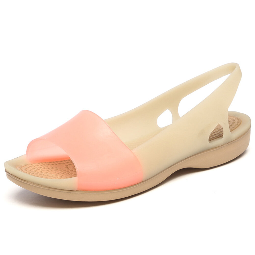 Mixed Candy Color Peep Toe Slingback Jelly Sandals