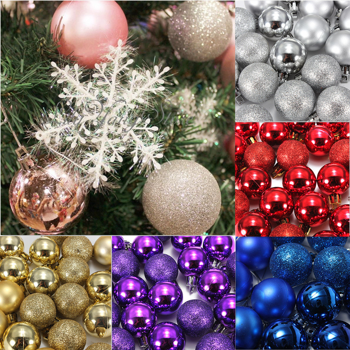 

DIY 24Pcs Candy Color Plastic Christmas Tree Jewelry Ornament Balls, Gold;silver;red;white;pink