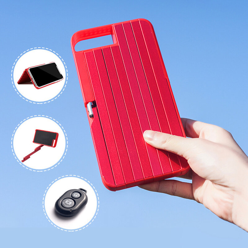 

Unisex Vogue Multifunction Telescopic Rod Selfie Stick Phone Holder Phone Case, Black;china red