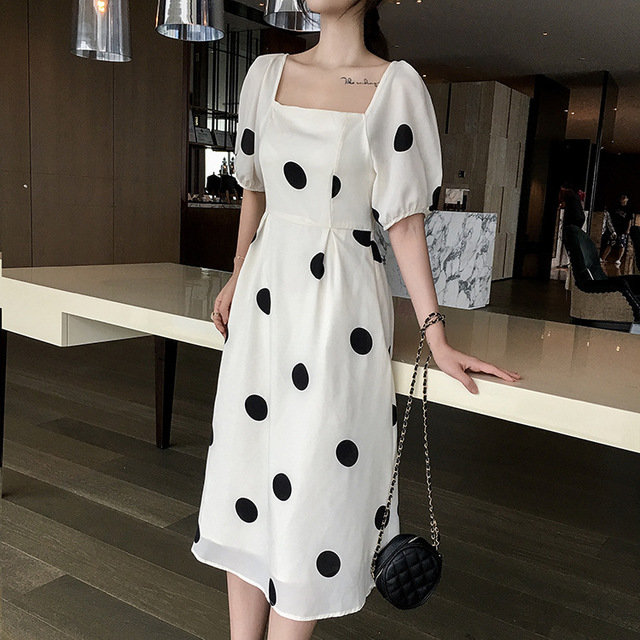 Polka Dot Retro Mid-length Chiffon Dress