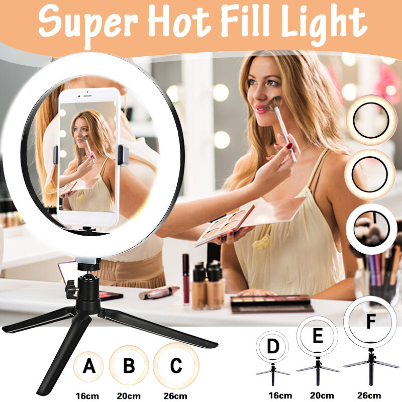 

Super Hot 16cm/20cm/26cm Ring Fill Light Lamp NO/WITH Tripod for Selfie Photography Vlog Live Streaming Camera Video Bea
