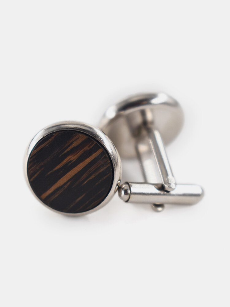 Mens Vogue Exquisite Cufflinks Wooden Metal Drawing Smooth Cufflinks For Bussiness Gifts