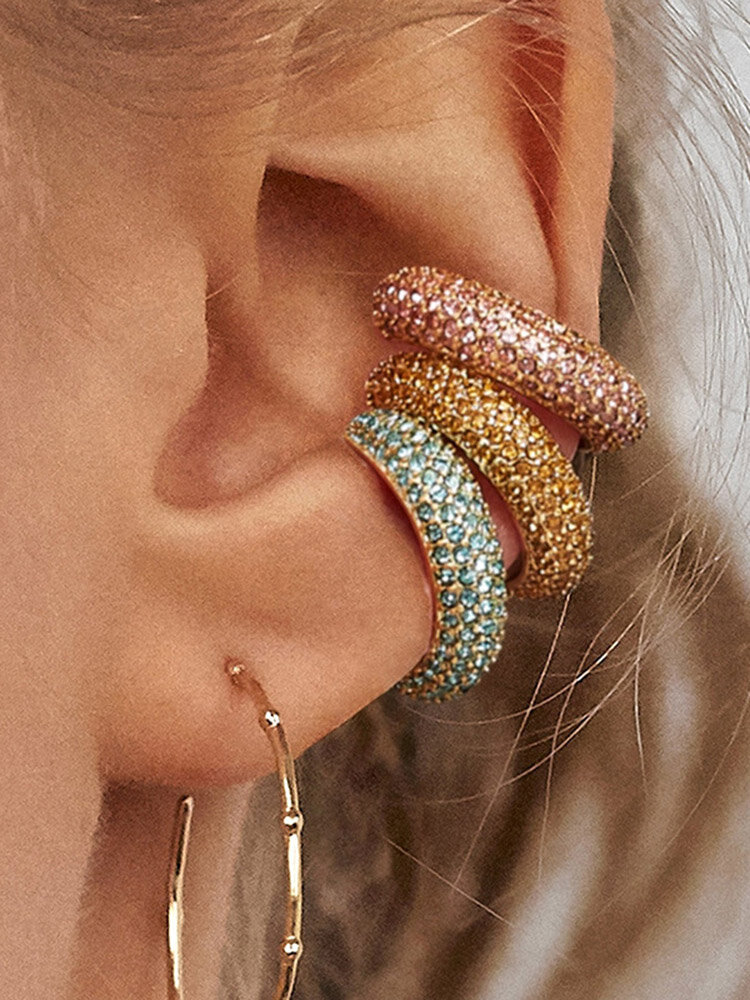 Boucles d'oreilles en strass vintage Type C alliage oreille goutte bijoux bohème pour les femmes