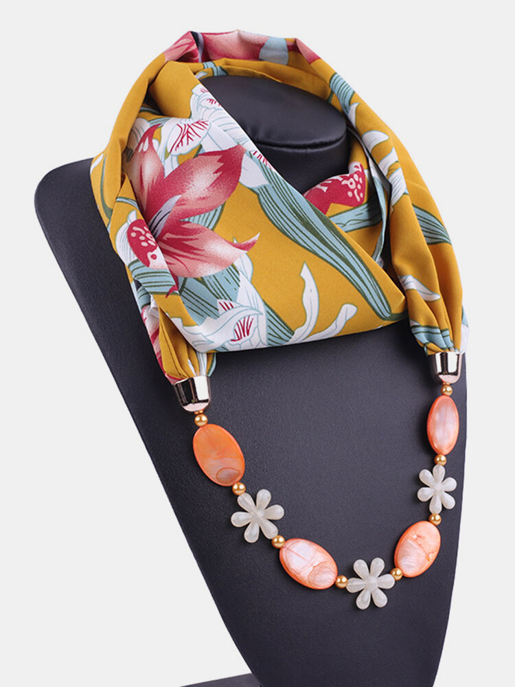 

Vintage Chiffon Women Scarf Necklace Shell Flower Pendant Stripes Printed Shawl Necklace Clothing Accessories, #01;#02;#03;#04;#05;#06;#07;#08;#09;#10;#11;#12;#13;#14;#15