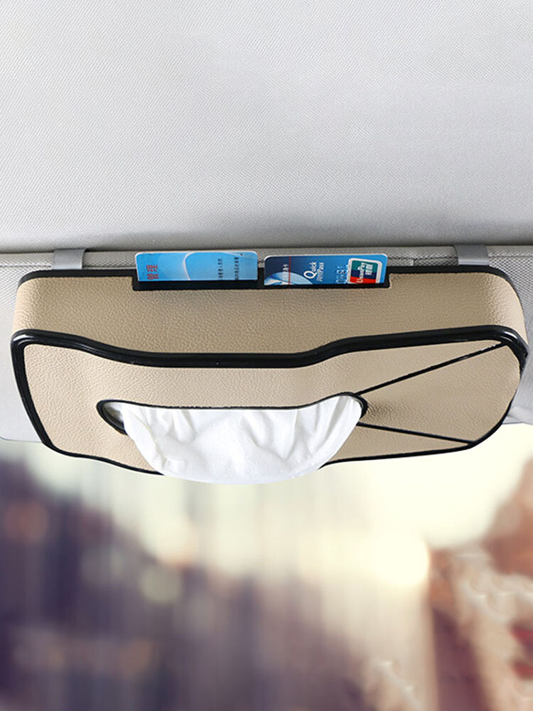 Car-Mounted Tissue Box Leather Foreskin Tray Car Home Dual-Use Creative Multi-Function Card